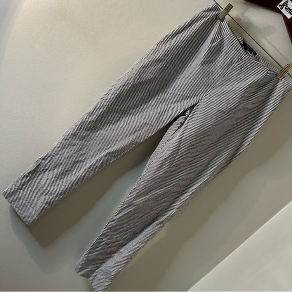 Peace of Cloth Panticular Blue White Vertical Striped Fitted Dress Pants Tapered